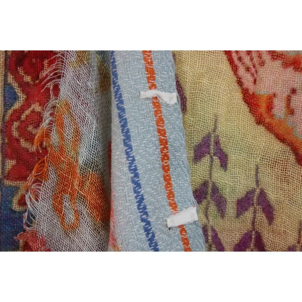Oversized Boho Patchwork Print Scarf Woven Artsy Folk Shawl Wrap 31